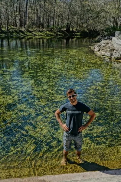 Standing in front of Poe Springs florida 