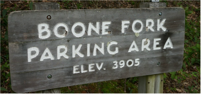 boone fork sign parking area