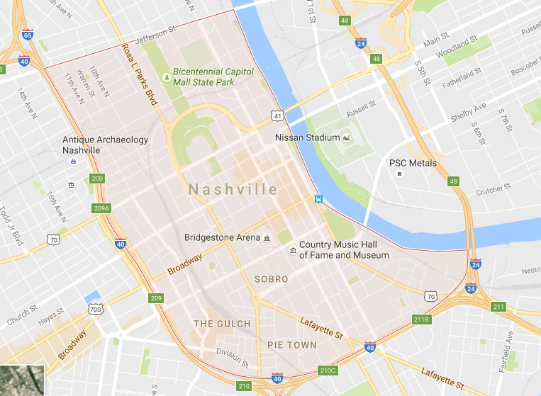 downtown nashville map 
