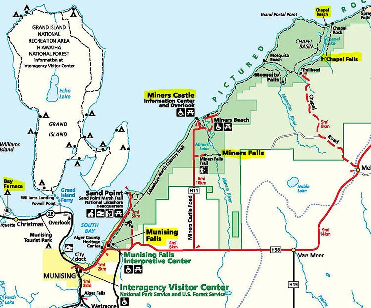 pictured rocks national lakeshore map