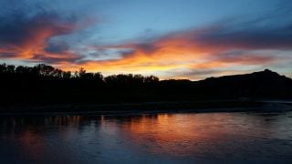 sunset, theodore roosevelt national park, blue, orange, badlands