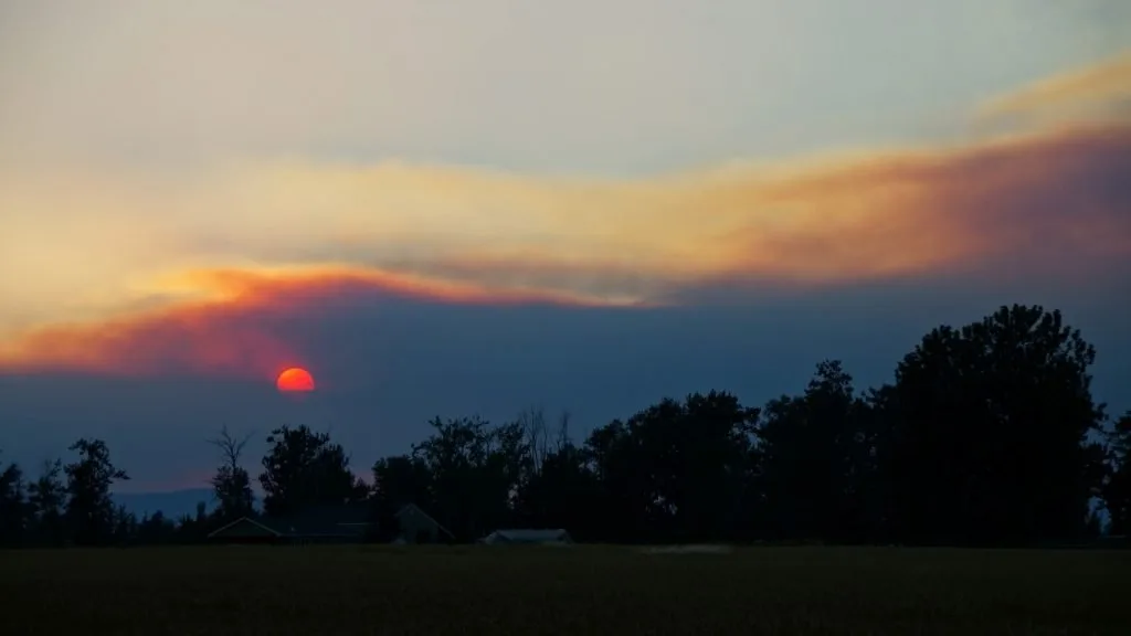 wildfire smoke sunset
