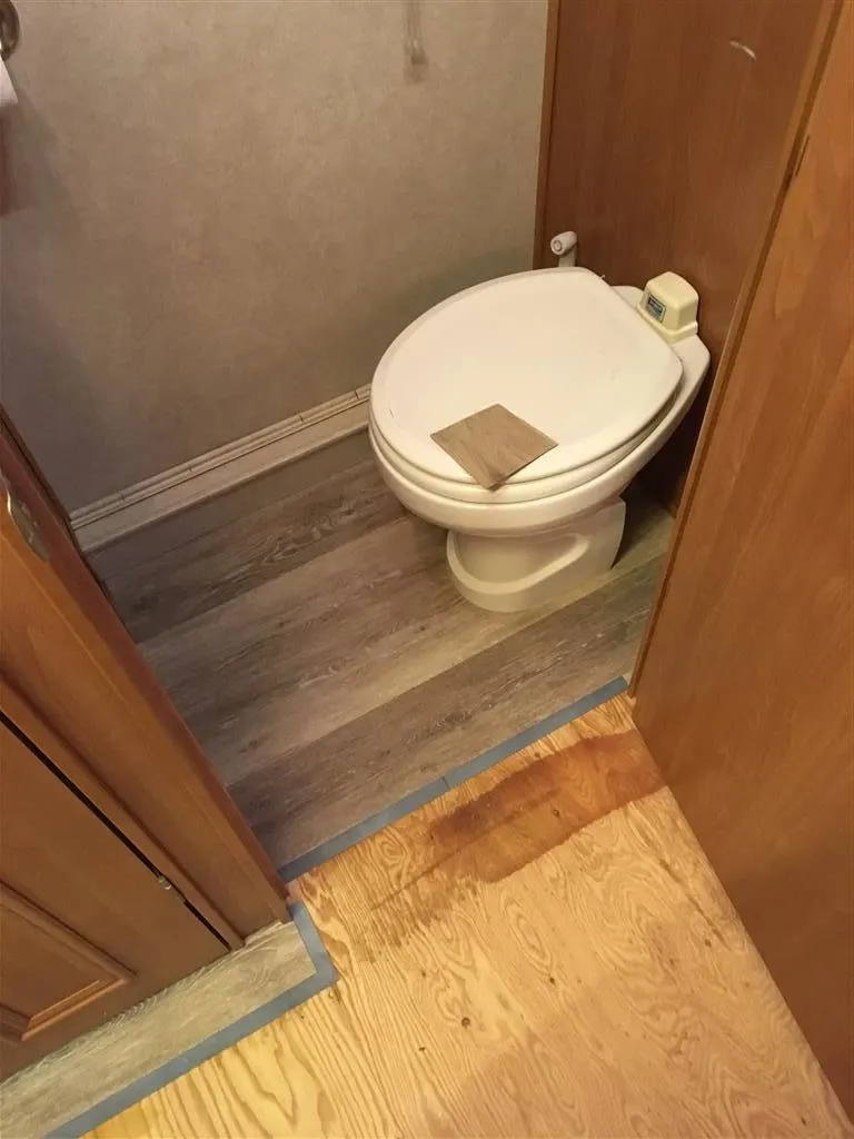 vinyl plank around rv toilet