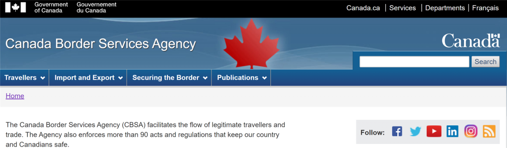 canada border services agency website