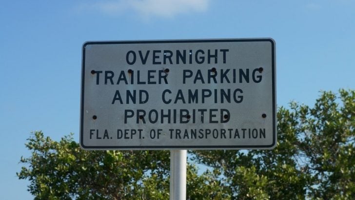 overnight trailer parking and camping prohibited in the florida keys