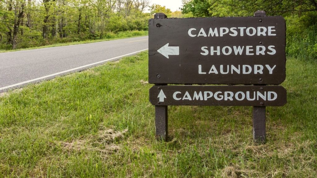 Campground directional sign