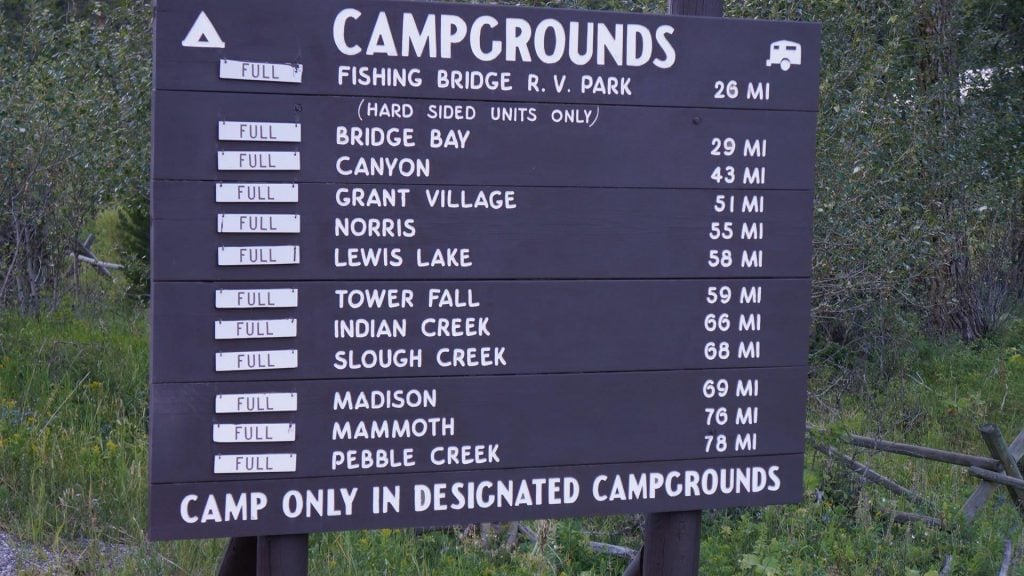 yellowstone campgrounds sign
