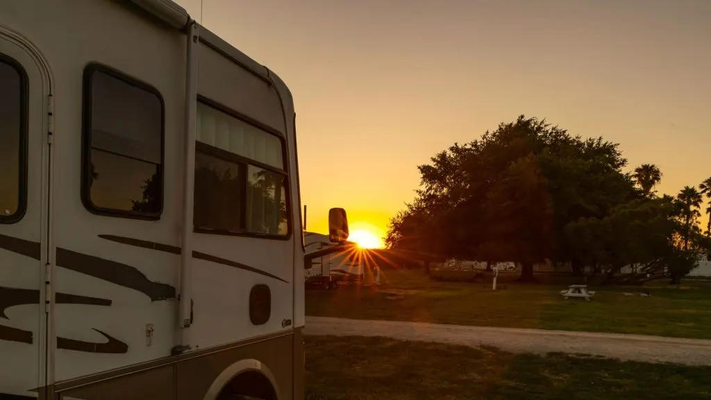 RV at sunset