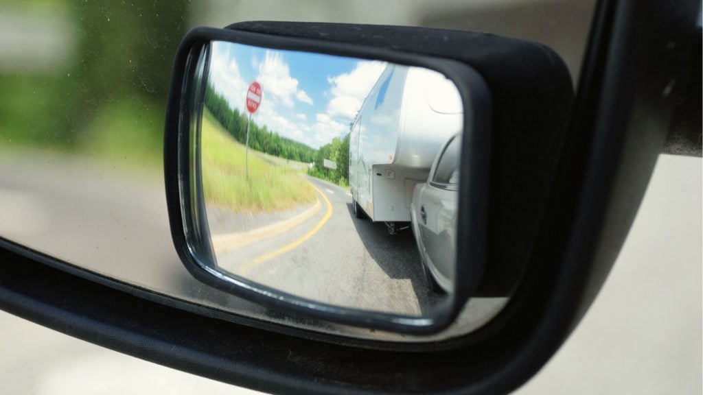 Towing an RV in mirror