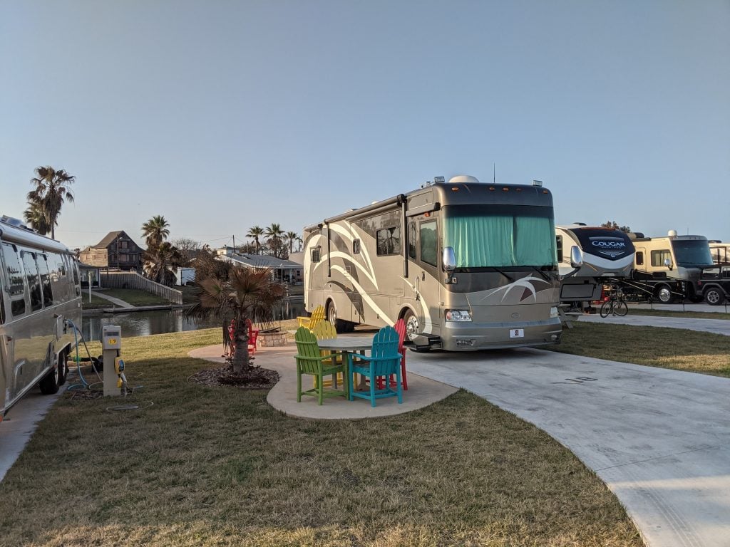 class a motorhome at campground