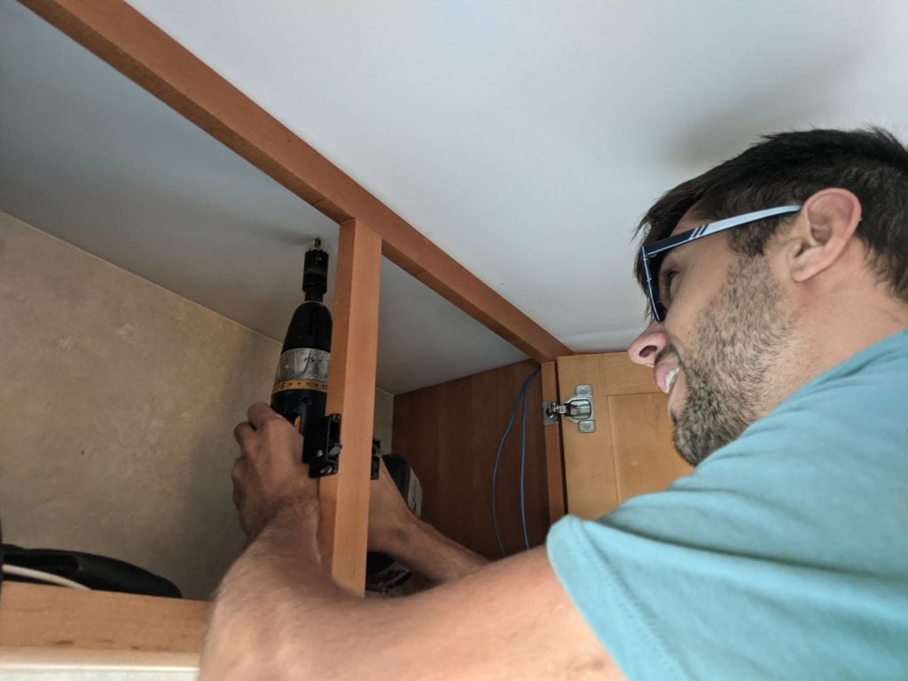 Drilling a hole in rv celing roof