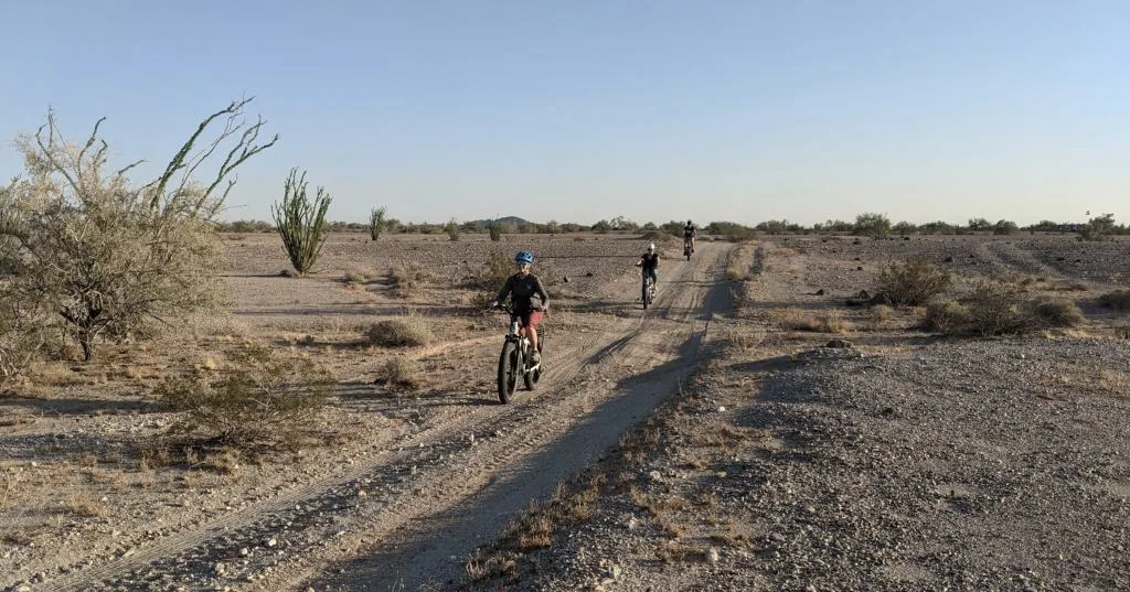 Riding desert two-tracks on e-bikes