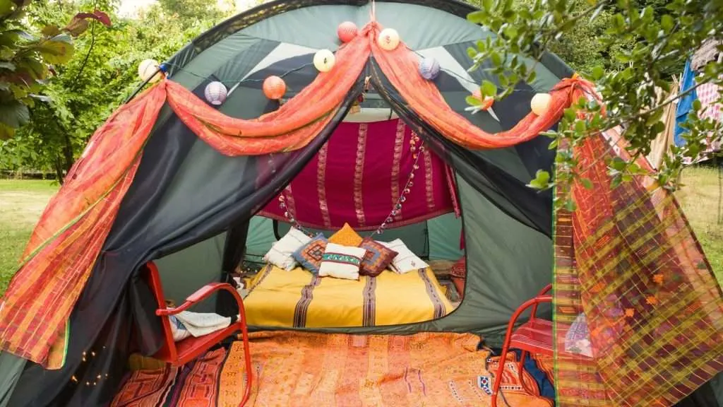 decorated camping tent