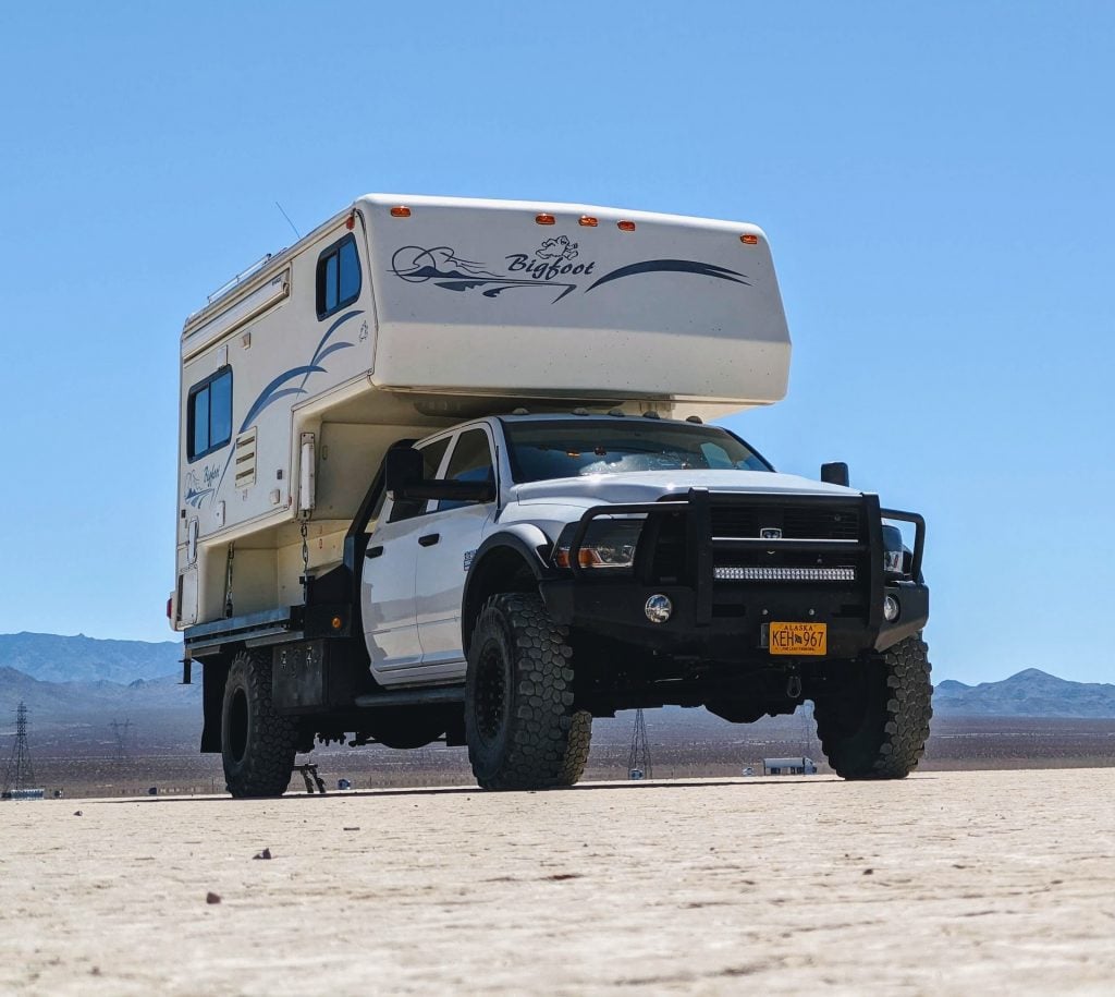 mortons truck camper on flatbed truck