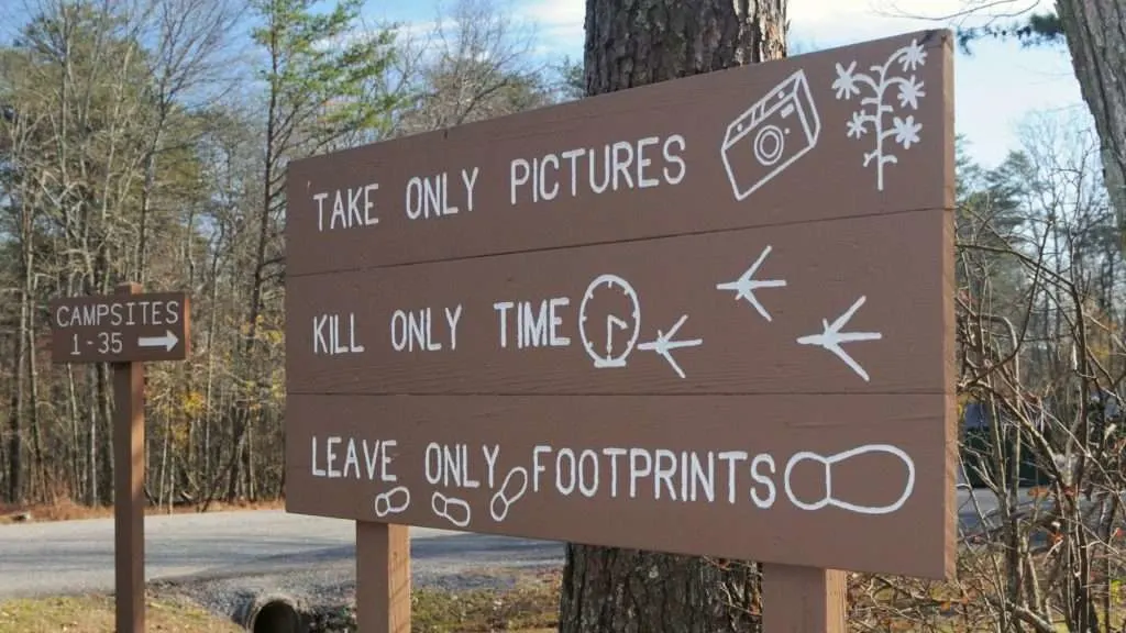 take only pictures campground sign