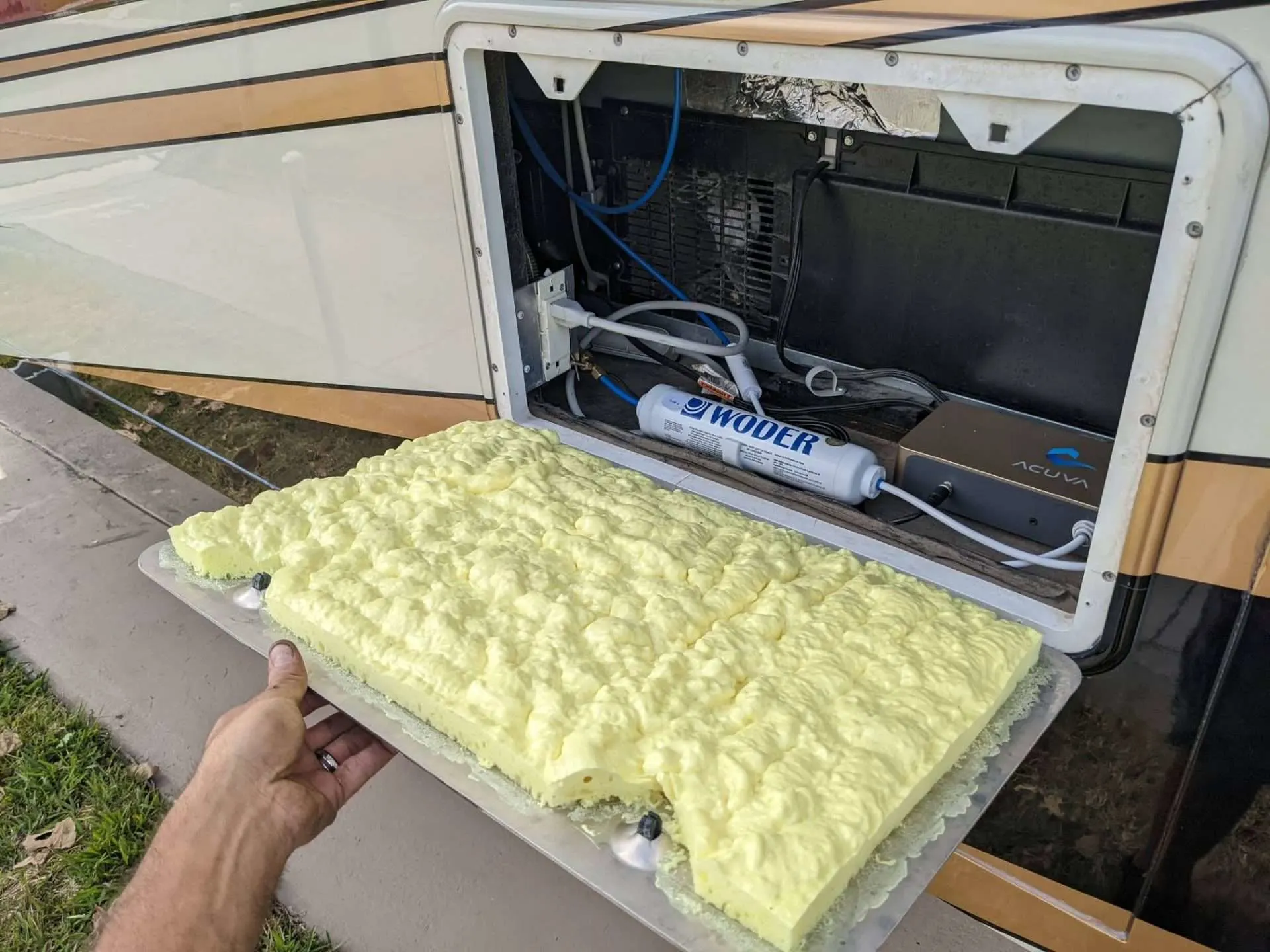 spay foam on rv panel