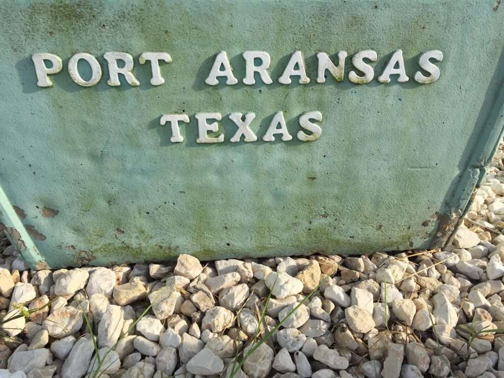 Close up on Port Aransas, Texas sign.