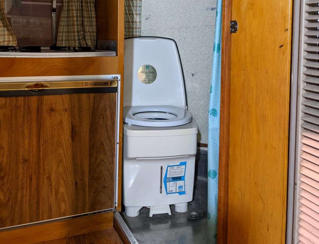 Image of composting toilet in an RV.