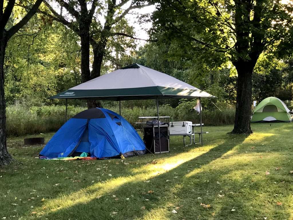 Tents pitched at campsite.