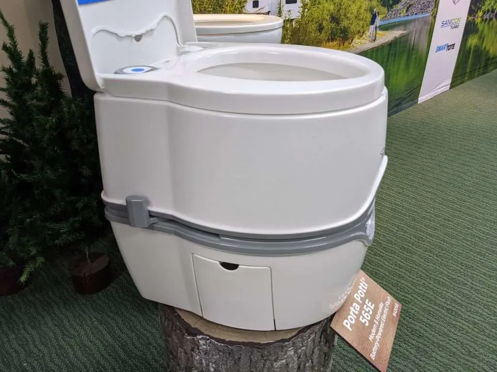 Product shot of portable camping toilet.