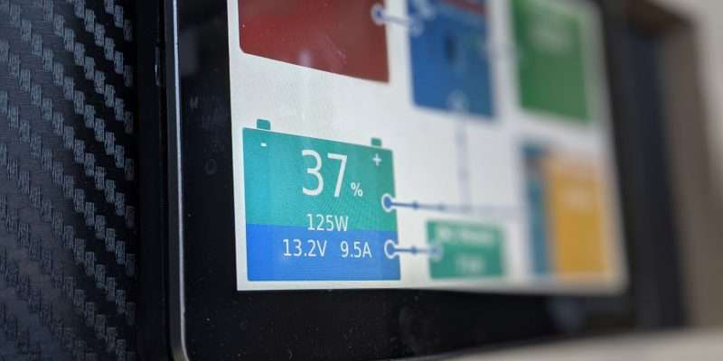 RV Battery Monitor Displaying percentage