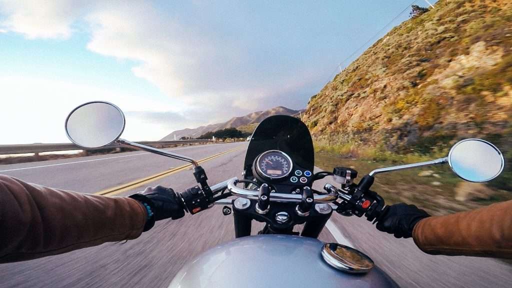 Photo from the perspective of moving motorcycle.
