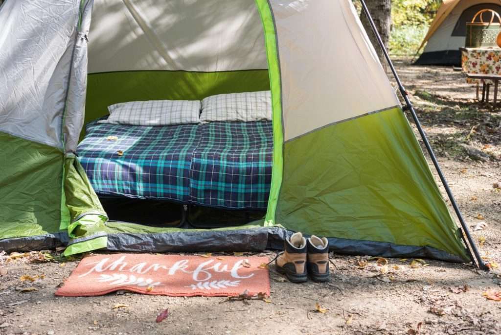 Camping cots inside a tent