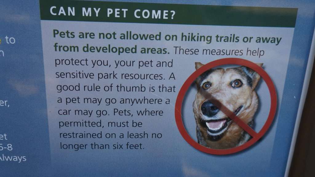dog sign at national park