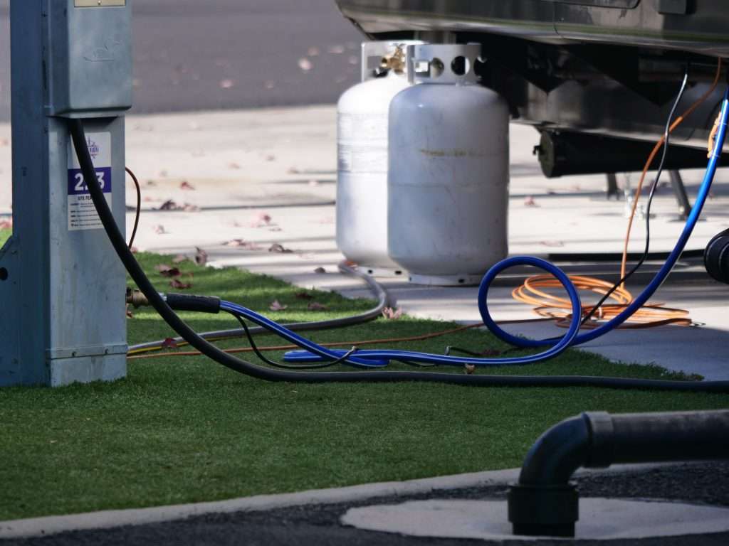 Outdoor propane tanks in shade
