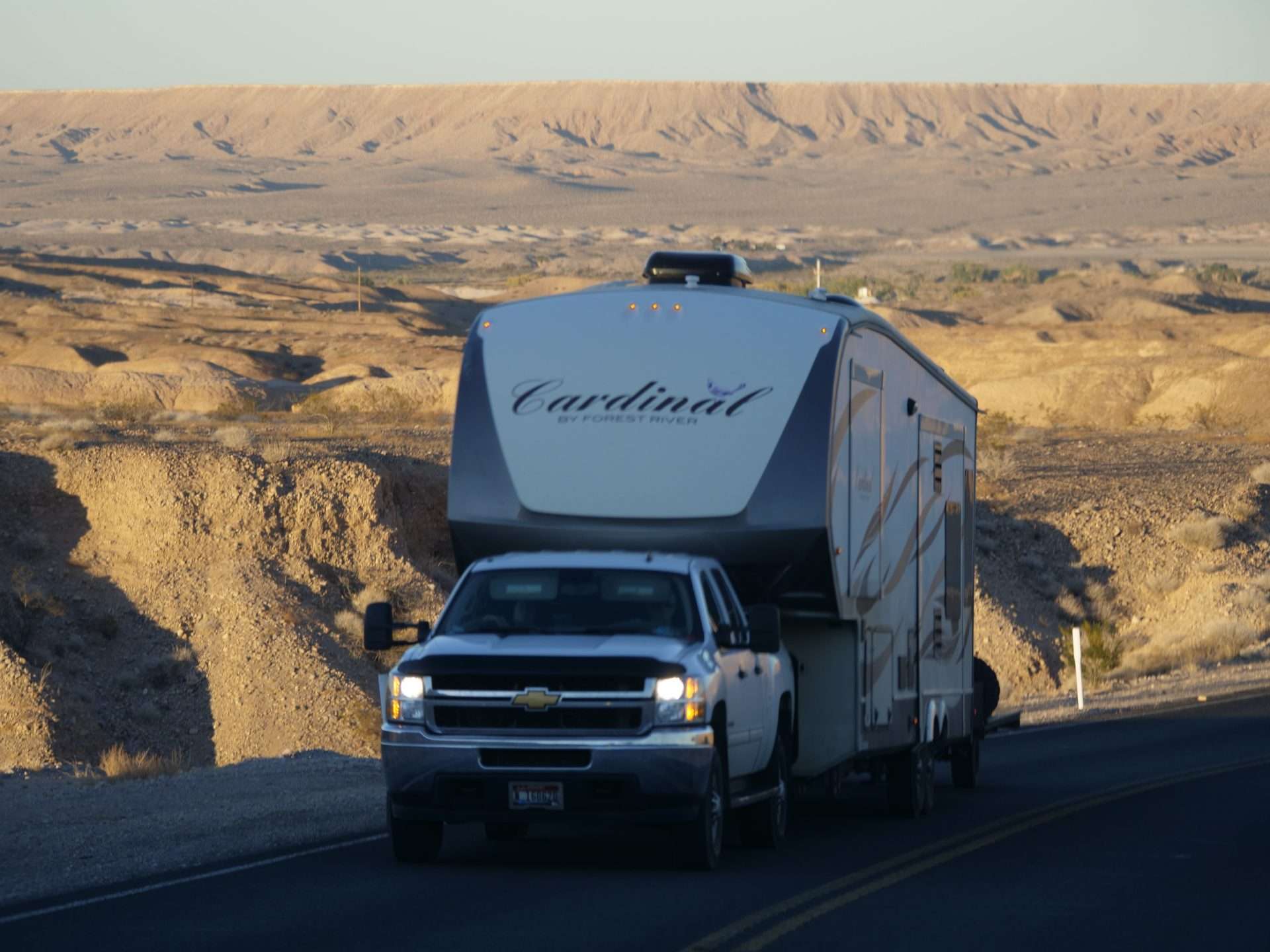 Truck towing RV