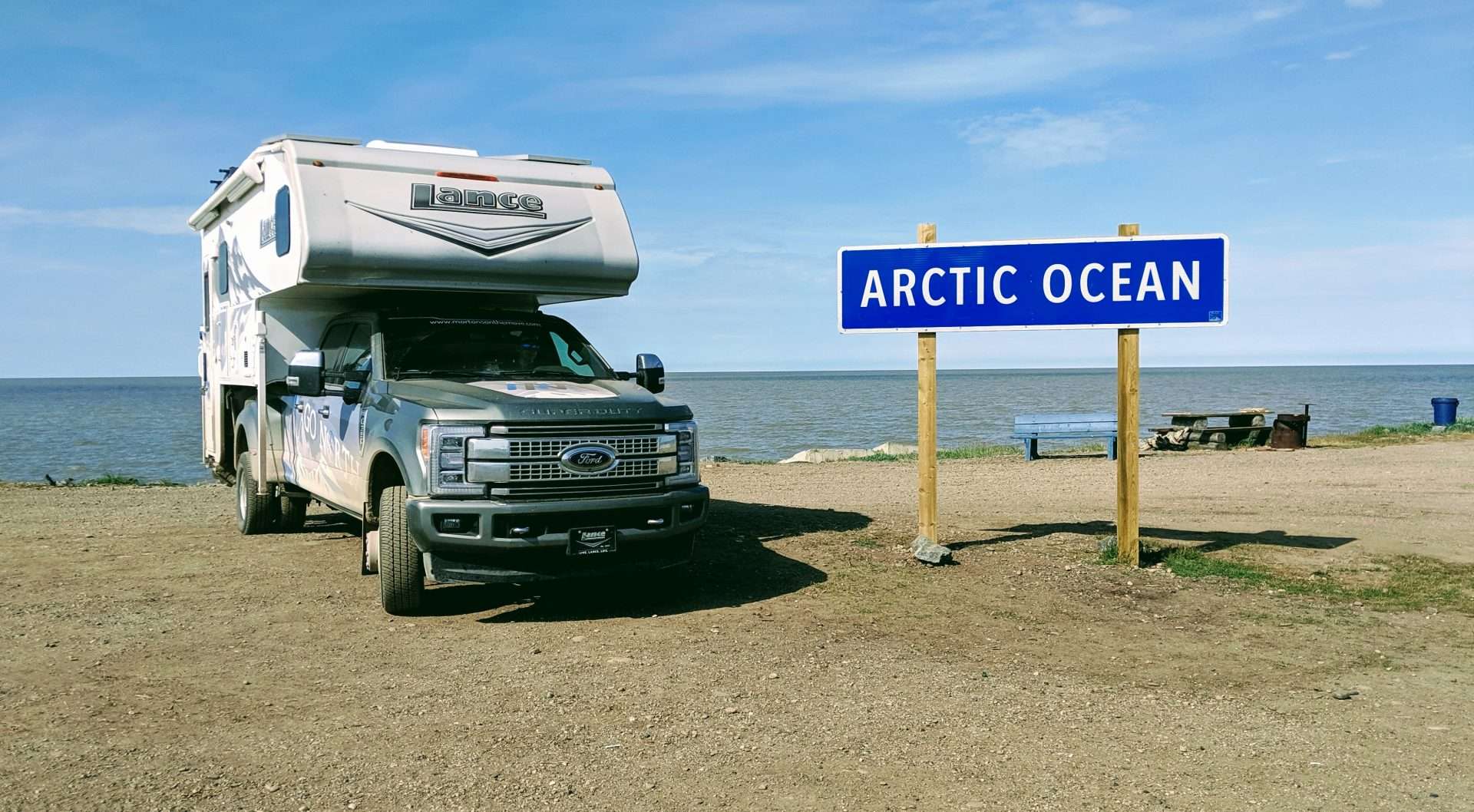 Lance truck camper at Arctic Ocean