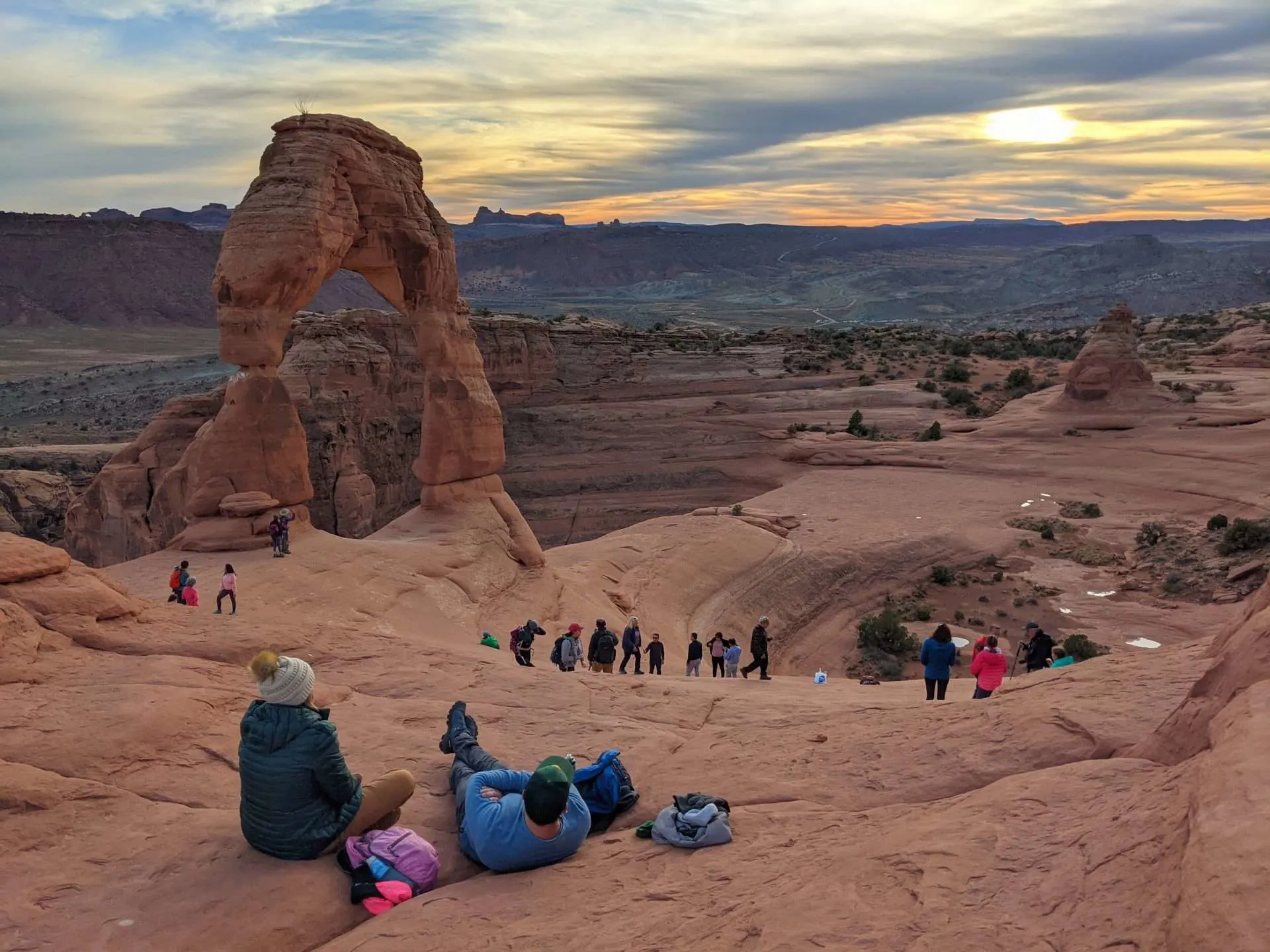 crowd of visitors at Arches