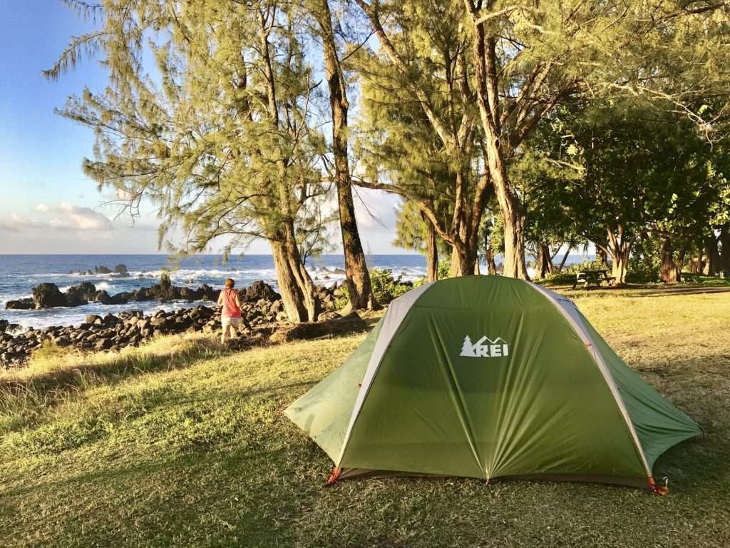 REI tent set up on Hawaii