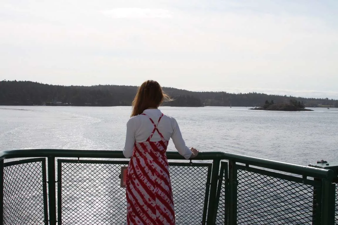 Woman riding Orcas Island ferry