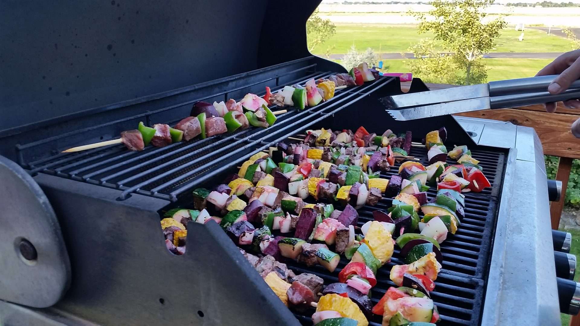 Grilling at an RV campsite.
