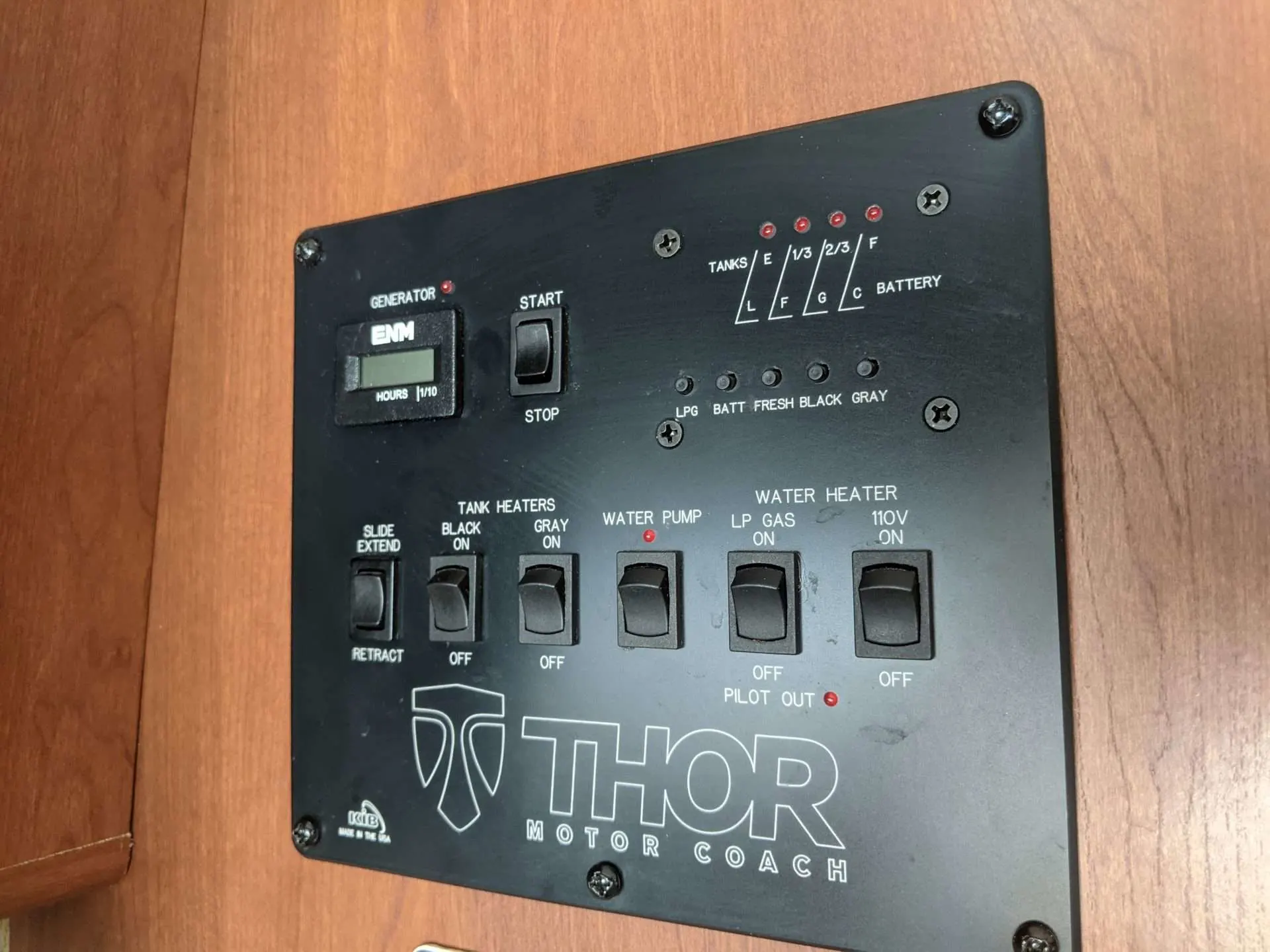 RV water heater control panel