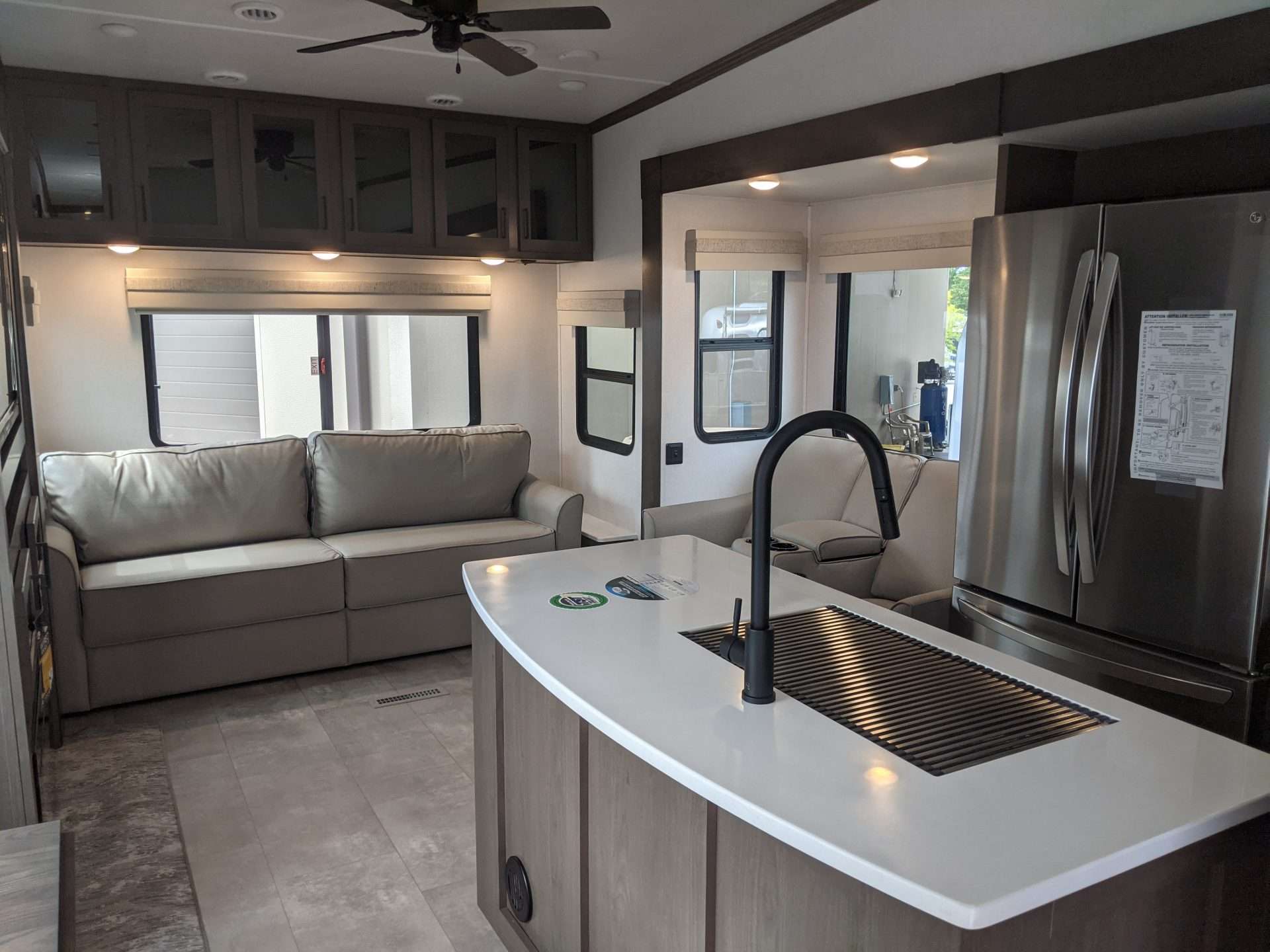 Fifth wheel living room and kitchen