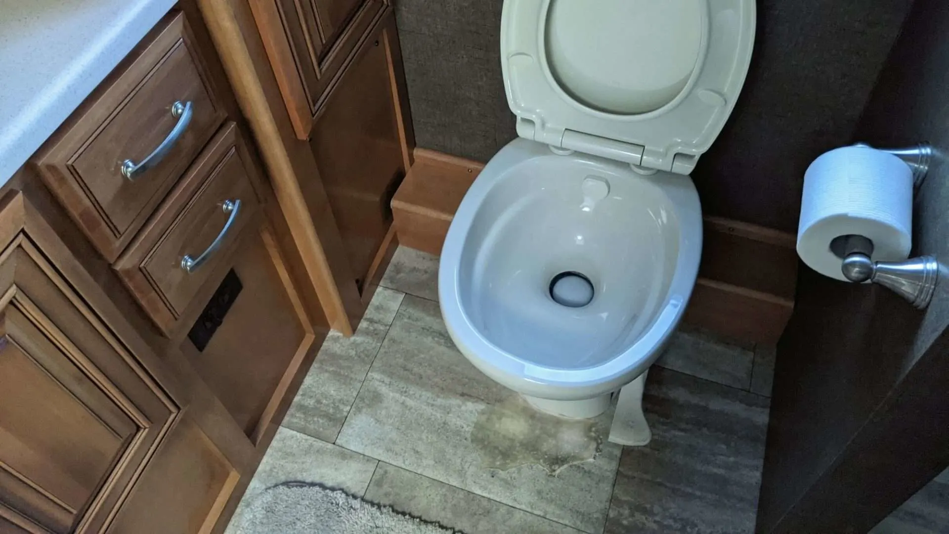 RV toilet leaking at base