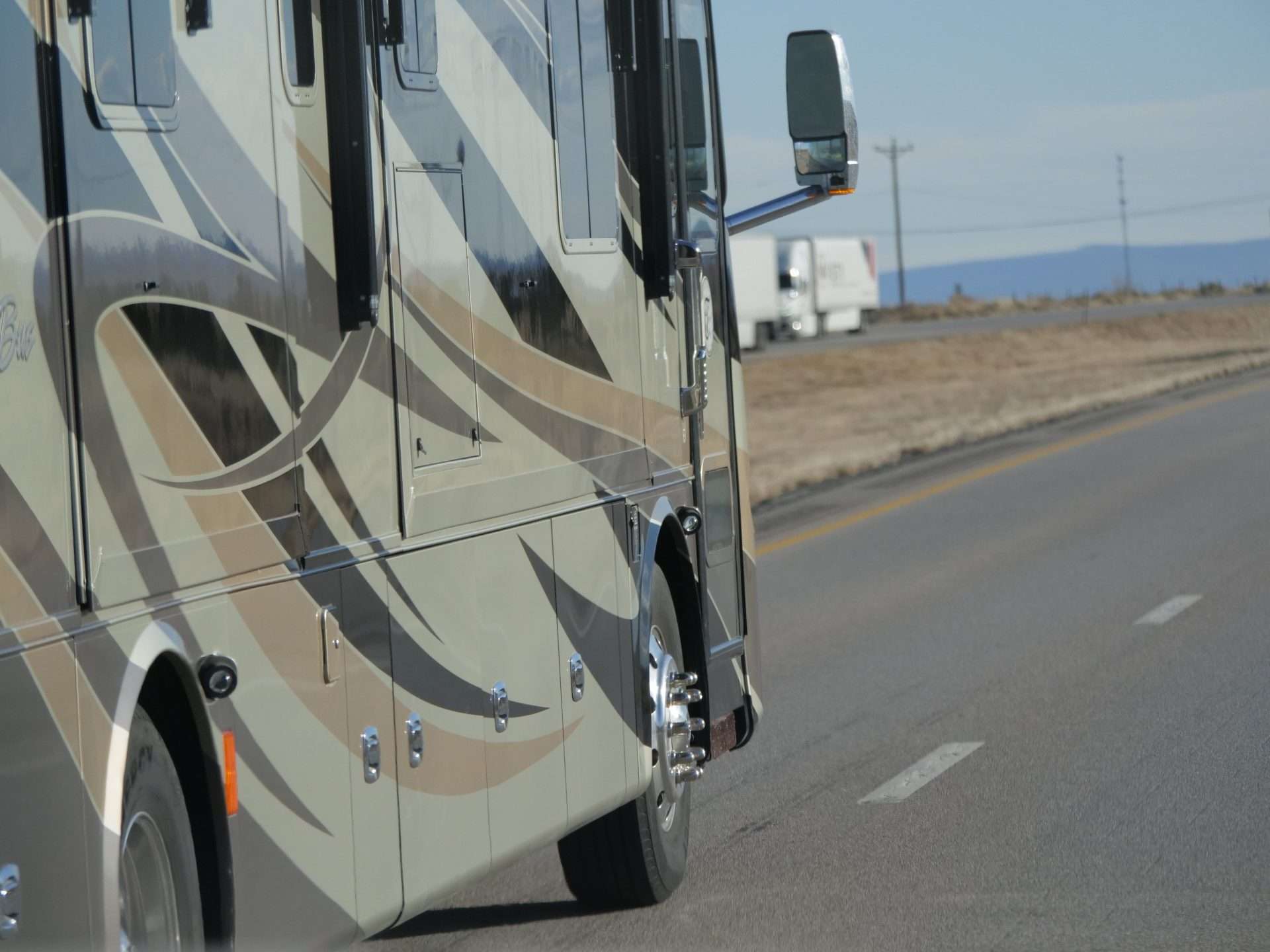 Class A motorhome on the road