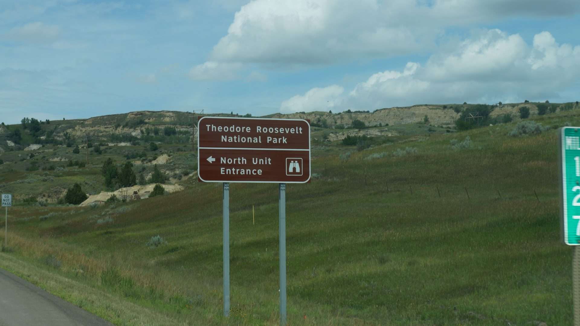 Theodore Roosevelt National Park direction sign.