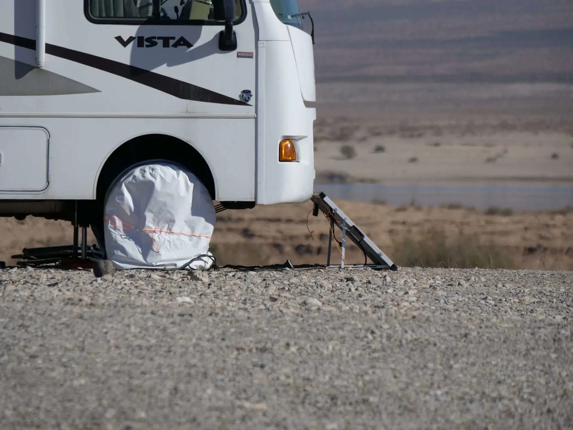 motorhome with tire covers