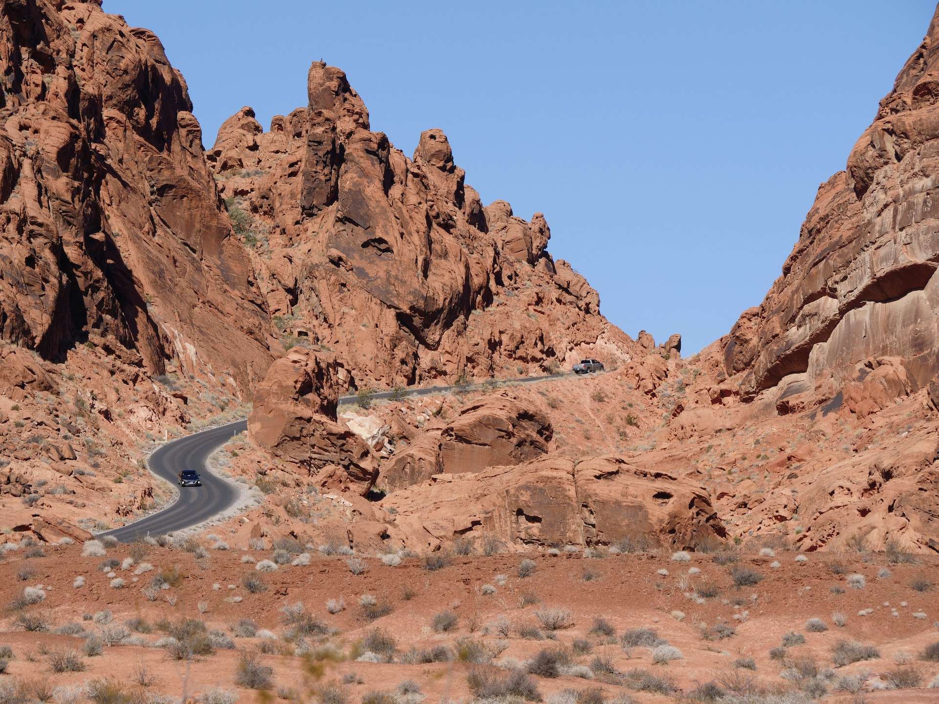 Take a drive through the fiery red rocks in Valley of Fire State Park in Nevada.