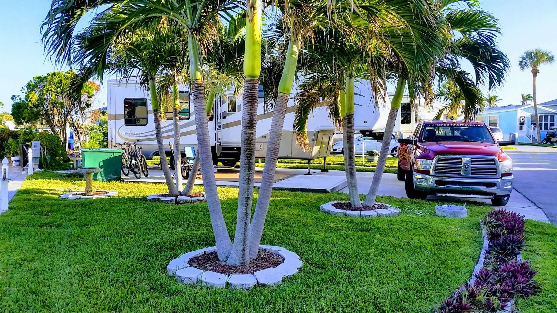 RV parked at campsite in Florida.