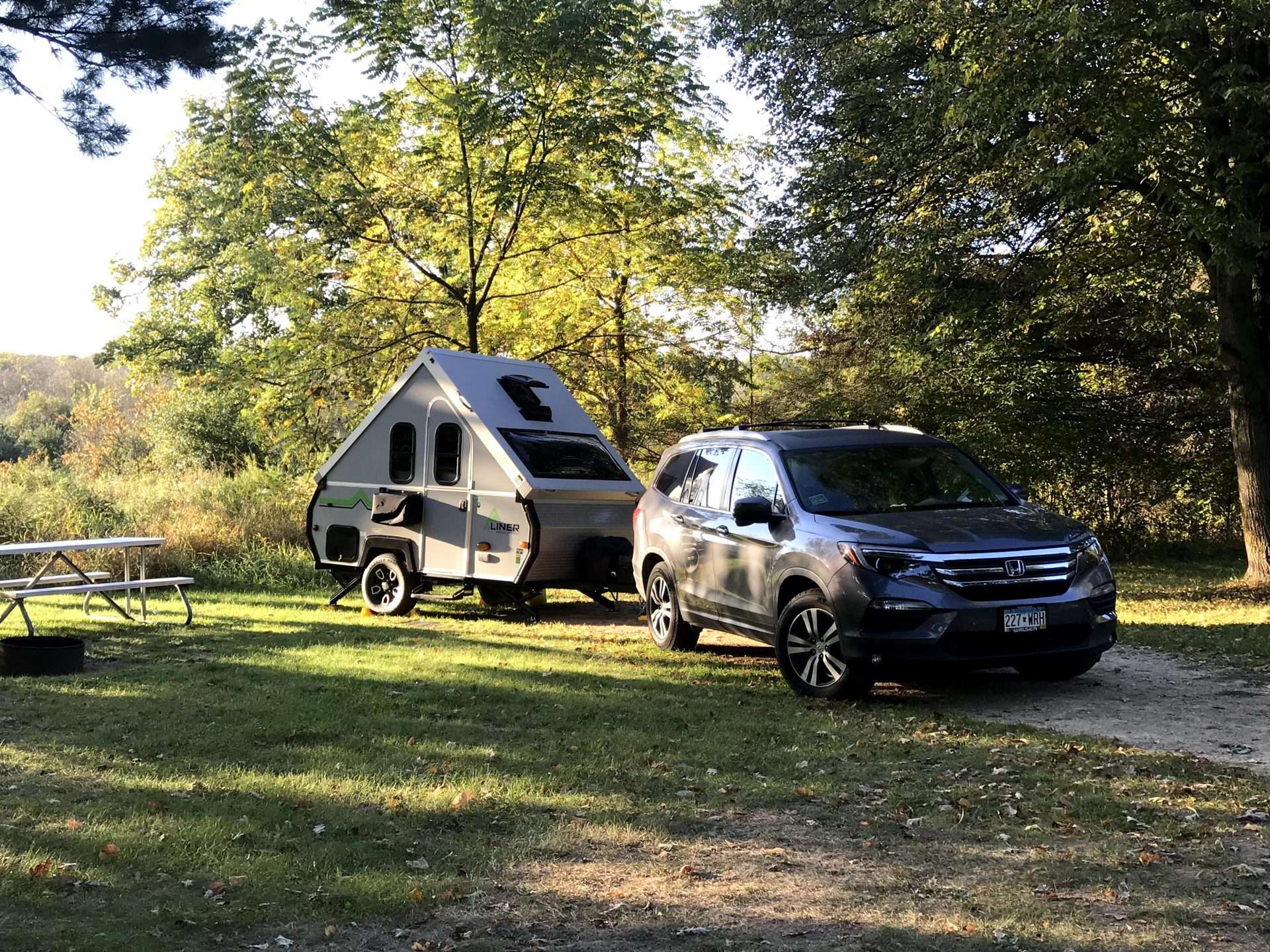 SUV towing camper