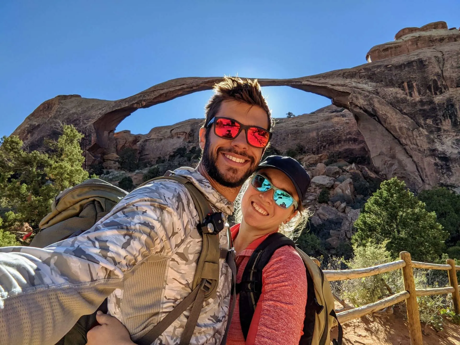 Tom and Cait from Mortons on the Move traveling in Arches National Park together.