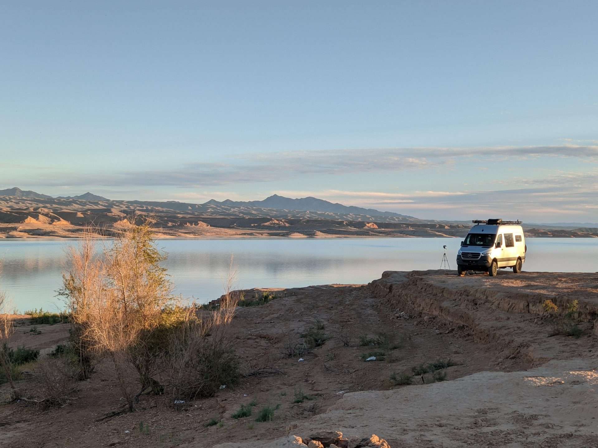van with beautiful lake image