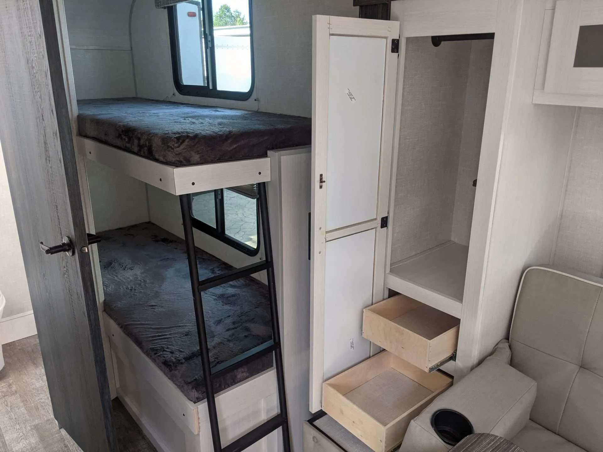 RV bunk beds with storage