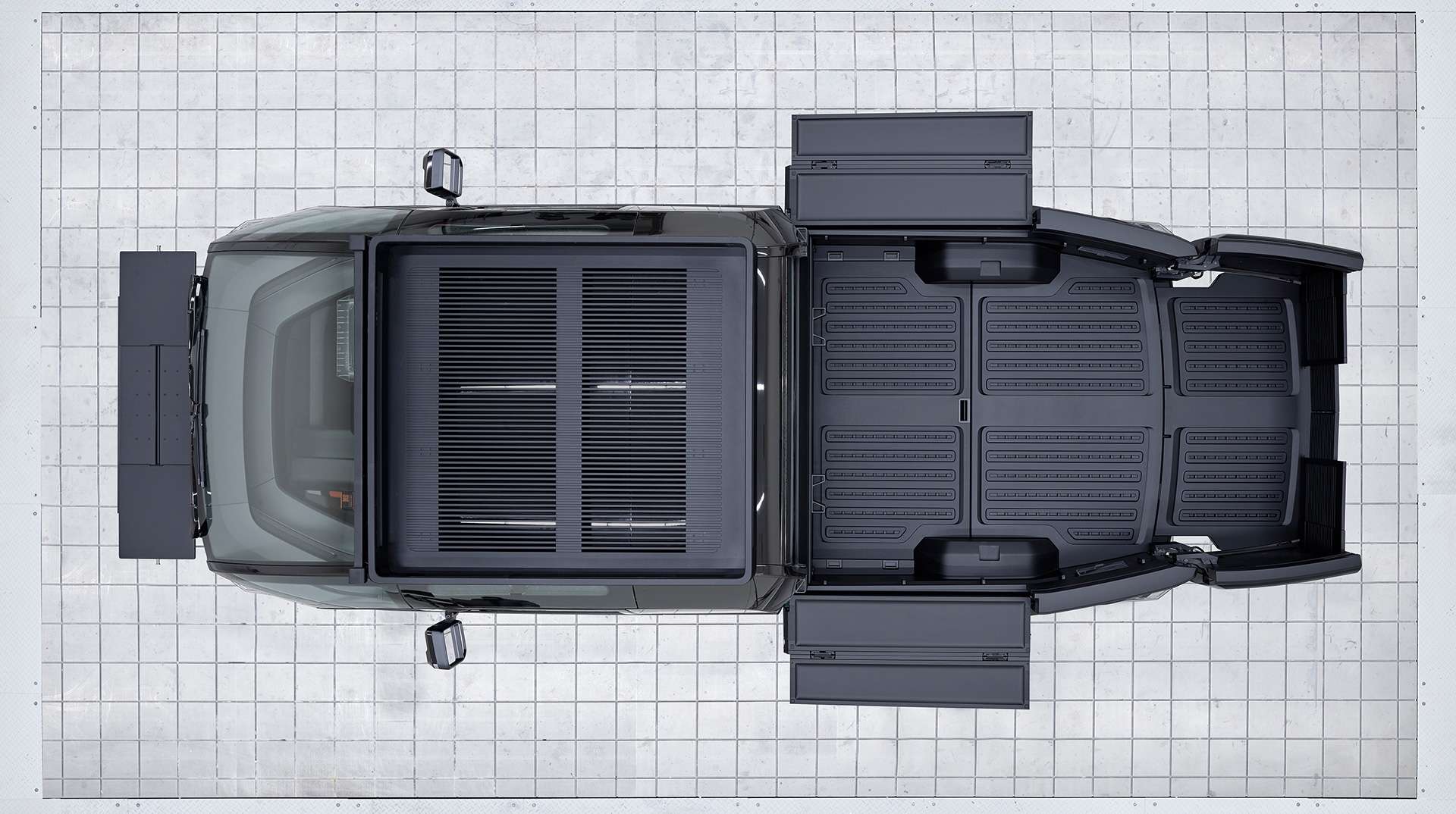 Aerial image of Canoo truck model from Canoo website