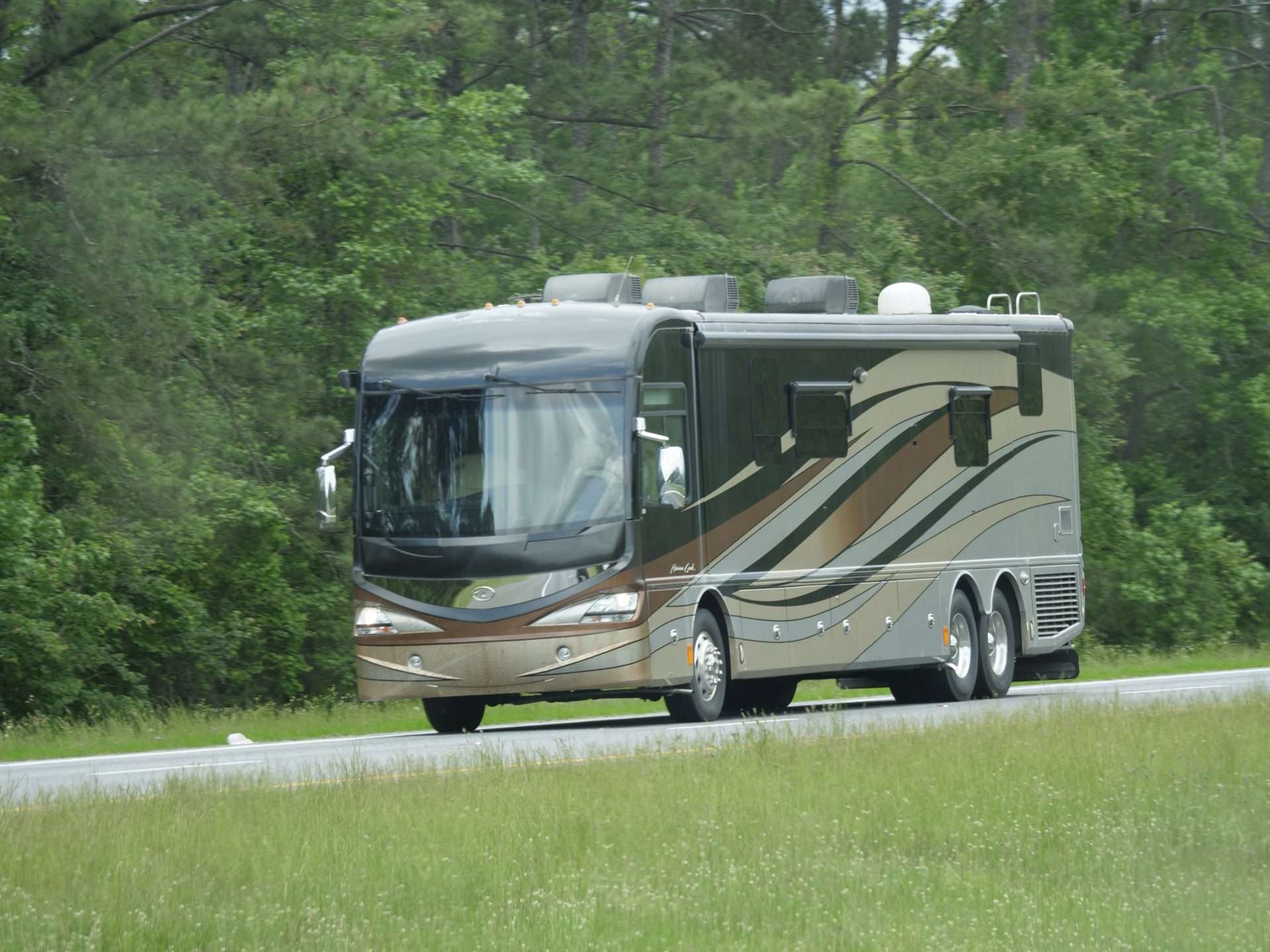 motorhome going down the highway