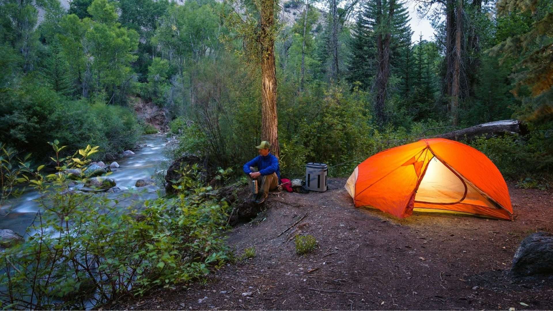 tent camping in the wilderness